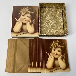 Vintage Cherub Angel Cupid Note 18 Card Envelope Box Set Tri Coastal Design